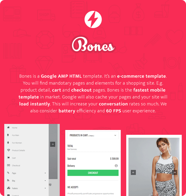 Bones - AMP E-Commerce Mobile Template - 1